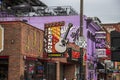 A shot of Legends Corner bar and Tootsies Orchid Lounge along Broadway street in Nashville Tennessee