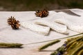 Shot of linen napkins with lace trim Royalty Free Stock Photo
