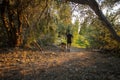 Shot of a male running and training with the dog Royalty Free Stock Photo