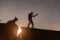 Shot of a male training with the dog outside Royalty Free Stock Photo