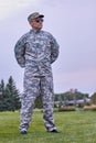 Shot of masculine military army commander. Royalty Free Stock Photo