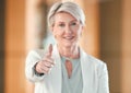 Youve got my support. Shot of a mature businesswoman showing a thumbs up at work.