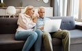 The easiest way to stay relevant. Shot of a mature couple using a laptop on the sofa at home. Royalty Free Stock Photo