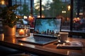 A shot of a modern workspace with a laptop and a coffee cup Royalty Free Stock Photo