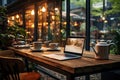 A shot of a modern workspace with a laptop and a coffee cup Royalty Free Stock Photo