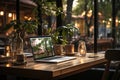 A shot of a modern workspace with a laptop and a coffee cup Royalty Free Stock Photo