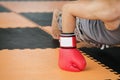 Shot of a muscular boxer doing push-ups