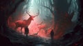 Shot of A mystical deer in jungle generative AI