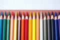 shot of a neatly arranged sketch pencils in a pencil case