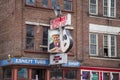 A shot of the neon sign outside of Ernest Tubb Record Shop along Broadway street on a cloudy day in Nashville Tennessee Royalty Free Stock Photo