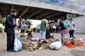 Shot of people sorting garbage from the Parana river in Rosario, Argentina