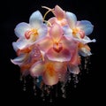 shot of a Rainbow Orchid (Erycina pusilla), showcasing its delicate and iridescent petals by AI generated