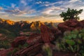 Shot of red rocks on the Mitten Ridge background at sunset, Sedona, Arizona Royalty Free Stock Photo