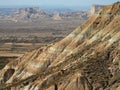 Shot of rocks and deserted sandy fields seen over the side of a mountain Royalty Free Stock Photo