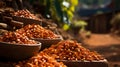 shot of rows with spices like cinnamon,cardamom generated AI