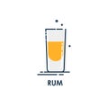 Shot rum line art in flat style. Restaurant alcoholic illustration for celebration design. Design contour element. Beverage Royalty Free Stock Photo