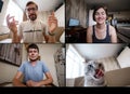 Shot of a screen of teammates doing a virtual happy hour from their home offices Royalty Free Stock Photo