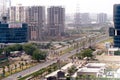 Shot showing the empty streets and intersection moving to sky scrapers with resedences, homes, offices and more in the Royalty Free Stock Photo