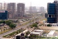 Shot showing the empty streets and intersection moving to sky scrapers with resedences, homes, offices and more in the Royalty Free Stock Photo