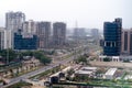 Shot showing the empty streets and intersection moving to sky scrapers with resedences, homes, offices and more in the Royalty Free Stock Photo