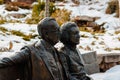 Shot of a statue of Frederick Meijer and his wife