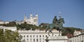 Shot of a statue located in La Place Bellecour square in the center of Lyon, France Royalty Free Stock Photo