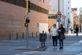 Shot in the street in winter windy days in Barcelona