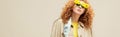 Shot of stylish redhead woman in Royalty Free Stock Photo