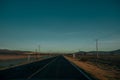 Shot at sunset Highway leading to town in semi-arid landscape in the state of Hidalgo