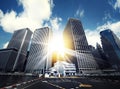 At the heart of the business world. Shot of tall buildings in an urban business district.