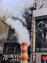 Smoke coming out of chimneys and sewers in NYC