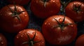 Shot of Tomatoes seamless background visible drops of water generative AI