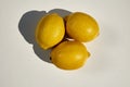 Shot from the top of three lemons  isolated on white Royalty Free Stock Photo