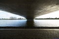 Shot under the bridge on the Wall river in Nijmegen, the Netherlands Royalty Free Stock Photo