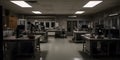 A shot of a university robotics lab with a humanoid robot two created with generative AI