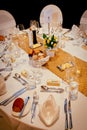 Shot of wedding reception dinner table decoration Royalty Free Stock Photo