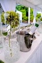 Shot of wedding reception dinner table decoration Royalty Free Stock Photo