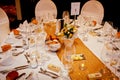 Shot of wedding reception dinner table decoration Royalty Free Stock Photo