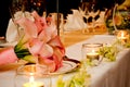 Shot of wedding reception dinner table decoration