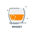 Shot whiskey line art in flat style. Restaurant alcoholic illustration for celebration design. Design contour element. Beverage Royalty Free Stock Photo