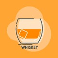 Shot whiskey line art in flat style. Restaurant alcoholic illustration for celebration design. Design contour element. Beverage Royalty Free Stock Photo