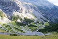 Shot of the winding roads of Stelvio National Park Stilfs Italy Royalty Free Stock Photo