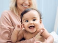 I just woke up but Im still fabulous. Shot of a woman bonding with her adorable baby girl. Royalty Free Stock Photo