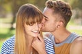 No one else in the world.... Shot of a young couple sharing a tender moment together while enjoying a day in the park. Royalty Free Stock Photo