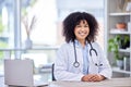 Ive got some good news for you. Shot of a young doctor working in her office. Royalty Free Stock Photo