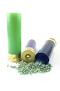 Shotgun cartridge with gunpowder Royalty Free Stock Photo