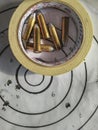 Shotgun cartridges over used target