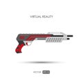 Shotgun. Gun for virtual reality system. Video game weapons. Vid