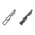 Shotgun line and glyph icon. Firearm vector illustration isolated on white. Weapon outline style design, designed for
