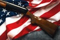 Shotgun over American Flag Royalty Free Stock Photo